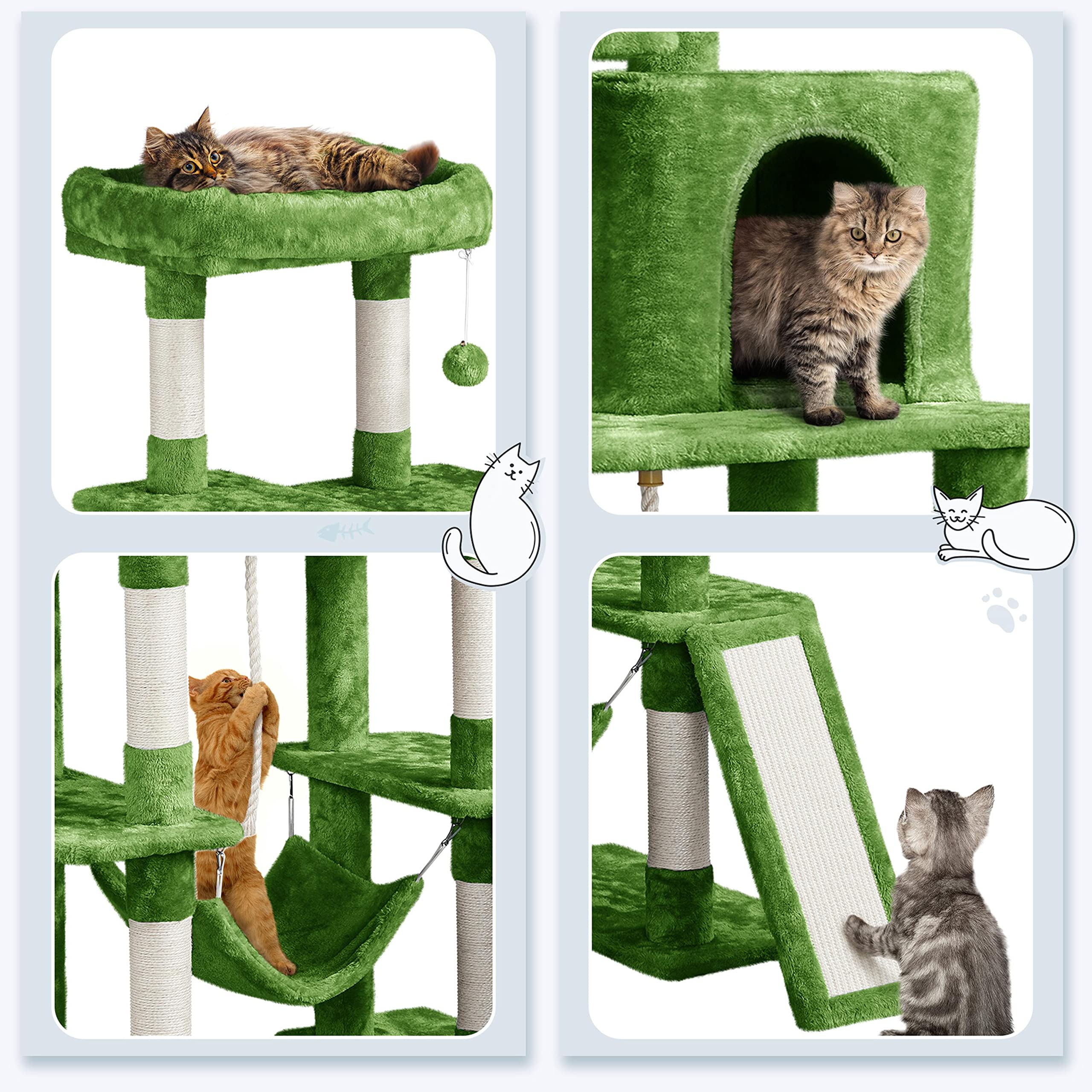 Yaheetech Cat Tree Cat Tower, 63In Multi-Level Cat Tree For Indoor Cats W/Sisal-Covered Scratching Posts & Condo, Cat Furniture